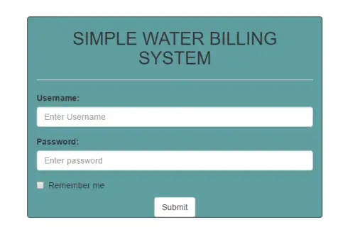 water billing system project documentation