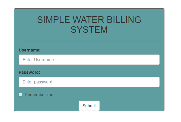 Php Mysql Simple Water Billing System Free Source Code Projects Tutorials
